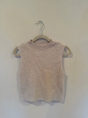 Dynamite Sleeveless Ribbed Knit Top in Light Beige